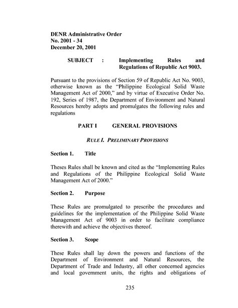 DENR ADMINISTRATIVE ORDER SUBJECT ADOPTING THE .